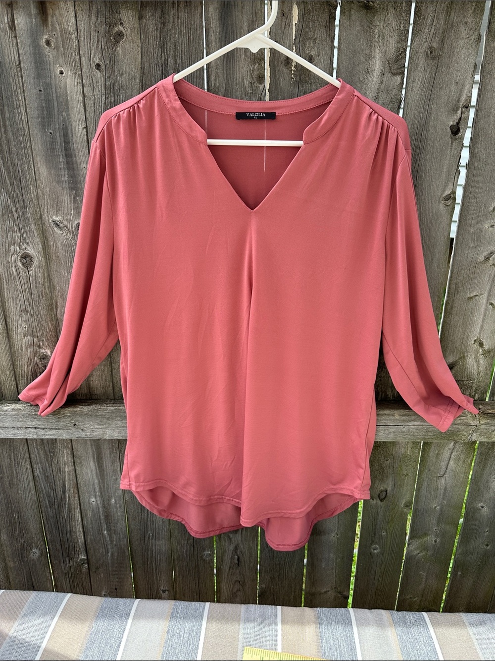 Rose Pink V-Neck Women's Blouse